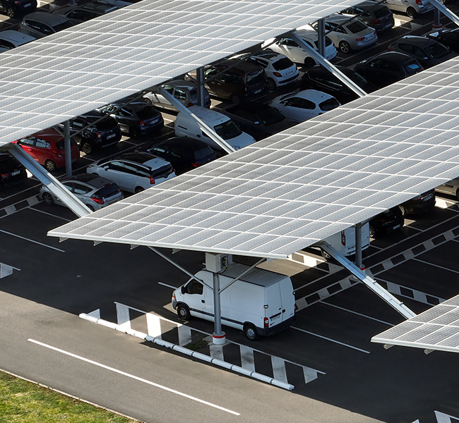 Solar Panel Cleaning in parking lot in Fresno